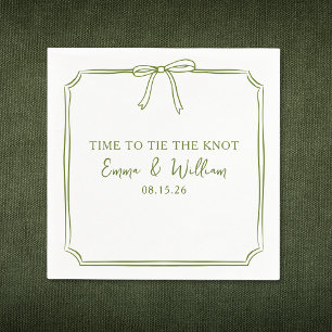 Serviette En Papier "Cravate Le noeud" Elégant Bow Simple Mariage Oliv