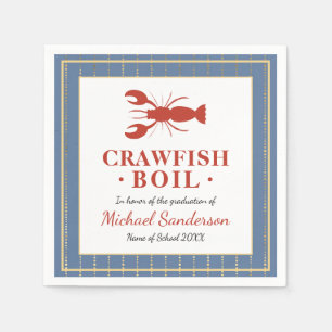 Serviette En Papier Crawfish Boil Fruits de mer Blue Graduation Party