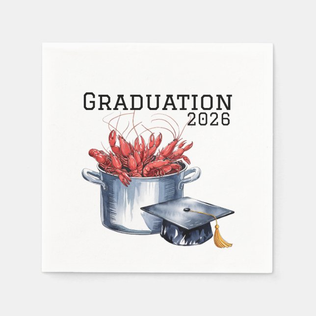 Serviette En Papier Crawfish & Casquettes : Une fête de graduation en  (Devant)