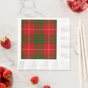 Serviette En Papier Crawford tartan rouge vert plaid