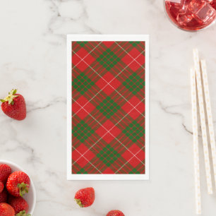 Serviette En Papier Crawford tartan rouge vert plaid