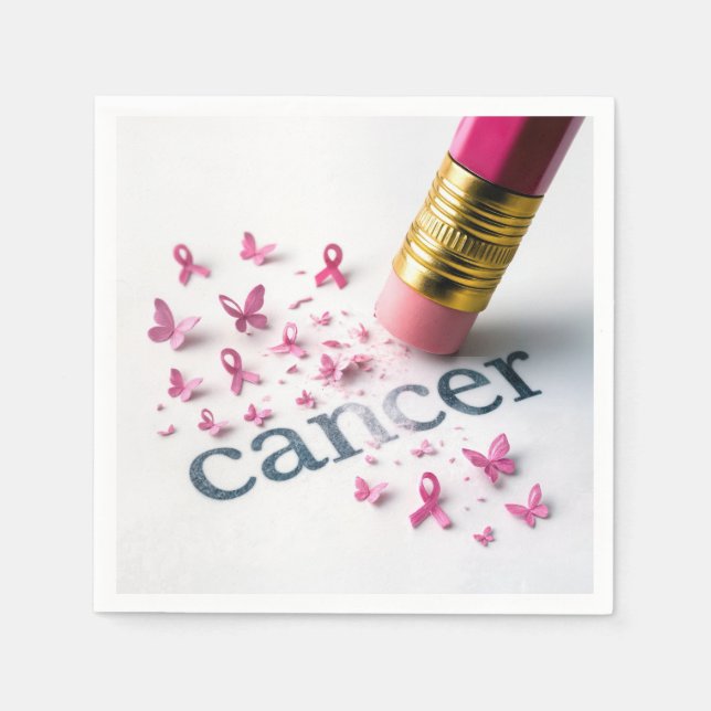 Serviette En Papier Crayon rose Effacer le texte du cancer (Devant)