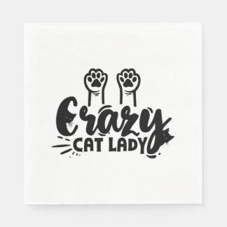Serviette En Papier Crazy Cat lady
