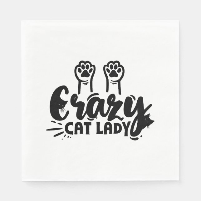Serviette En Papier Crazy Cat lady (Devant)
