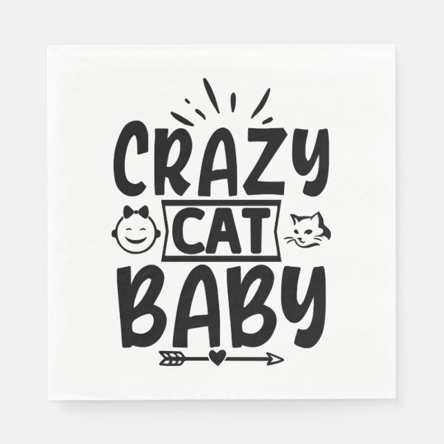 Serviette En Papier Crazy chat bébé (Devant)