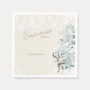 Serviette En Papier Cream Woodland Baby il fait froid dehors