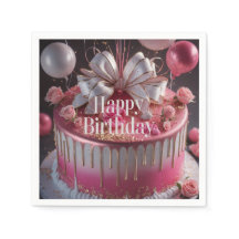 Création de gâteau d'anniversaire rose et or éléga