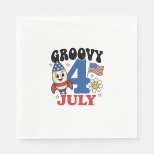 Serviette En Papier Création de t-shirt patriotique de fusée groovy 4