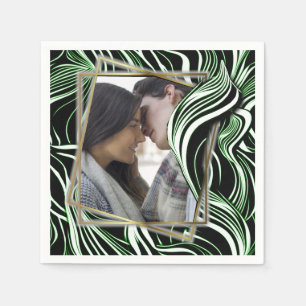 Serviette En Papier Creative Black, White et Green Seamless Abstractio