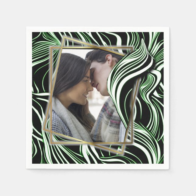 Serviette En Papier Creative Black, White et Green Seamless Abstractio (Devant)