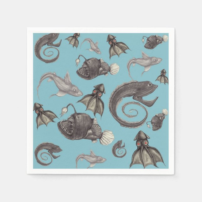 Serviette En Papier Créatures de la mer profonde (Devant)