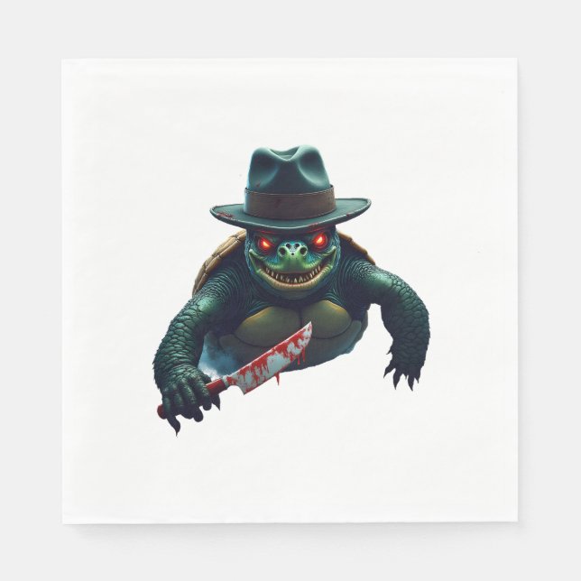 Serviette En Papier Creepy Scary Halloween Turtle T-Shirt (Devant)