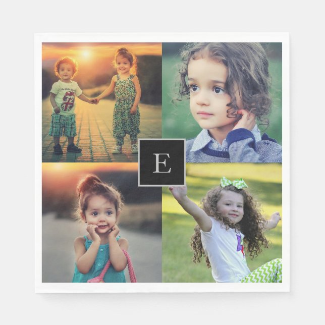 Serviette En Papier Créez votre propre collage photo de famille monogr (Devant)