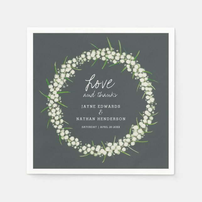 Serviette En Papier Crème acacia fleurs de printemps art mariage servi (Devant)