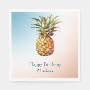 Serviette En Papier Crème Aqua Tropicale Ananas Bonheur