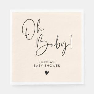 Serviette En Papier Crème beige Oh Baby Baby shower Boho moderne