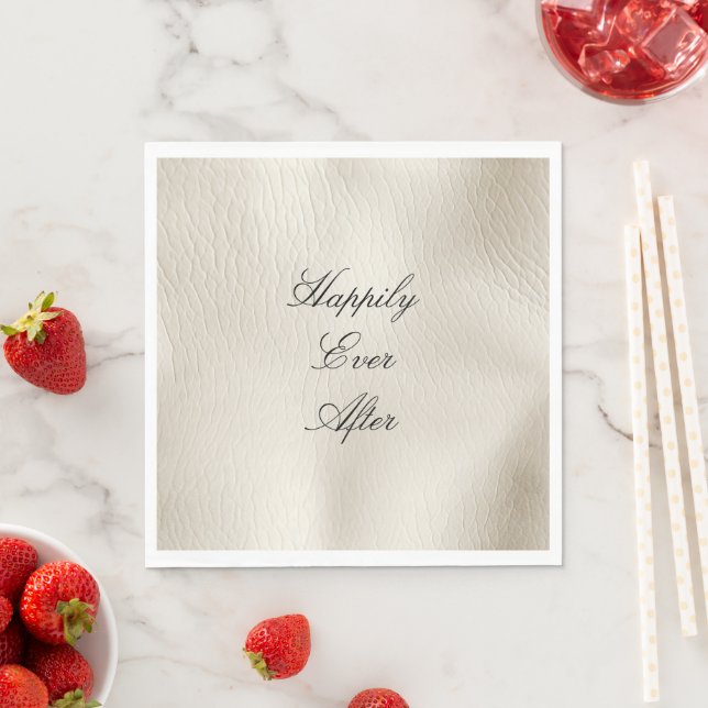 Serviette En Papier Crème blanche Faux Mariage en cuir (En situation)