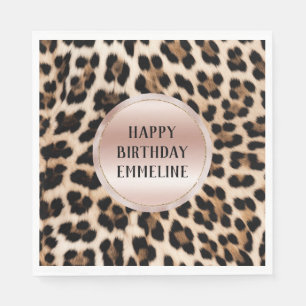 Serviette En Papier Crème Brown Léopard noir rose