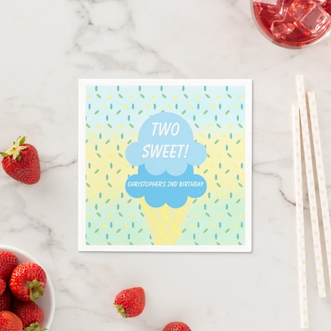 Serviette En Papier Crème de glace 2ème anniversaire (En situation)