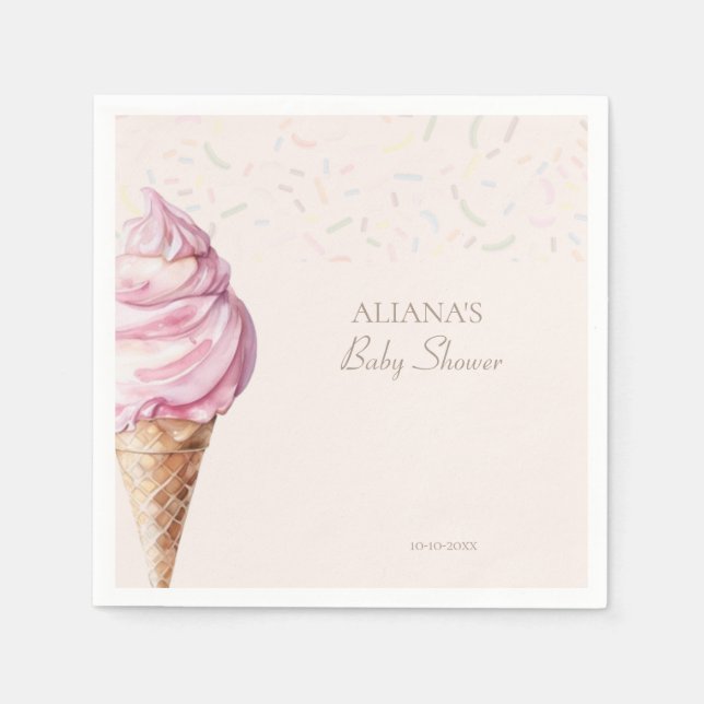 Serviette En Papier Crème de glace mignonne thème Baby shower fille (Devant)