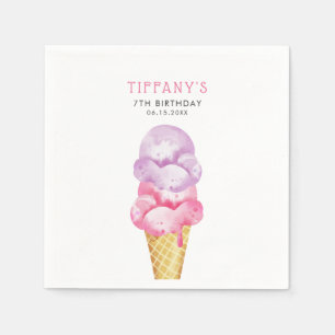 Serviette En Papier Crème de glace rose Cone fête d'anniversaire