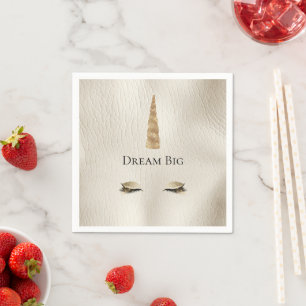 Serviette En Papier Crème Faux Cuir Or Étincelle Glam Unicorn