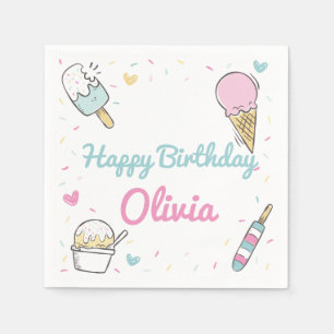 Serviette En Papier Crème glacée Douce Célébration Anniversaire Fête N