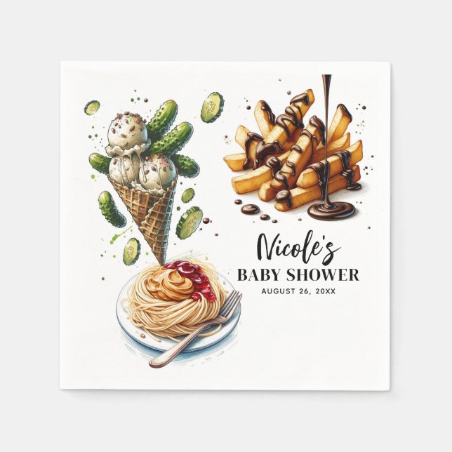Serviette En Papier Crème glacée et chicules Baby shower de craquelure (Devant)