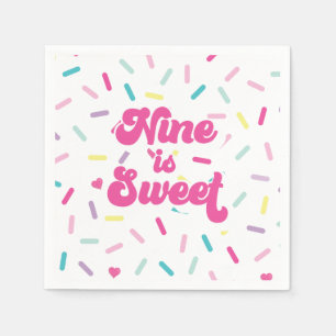 Serviette En Papier Crème glacée et gâteau Neuf est doux 9e anniversai