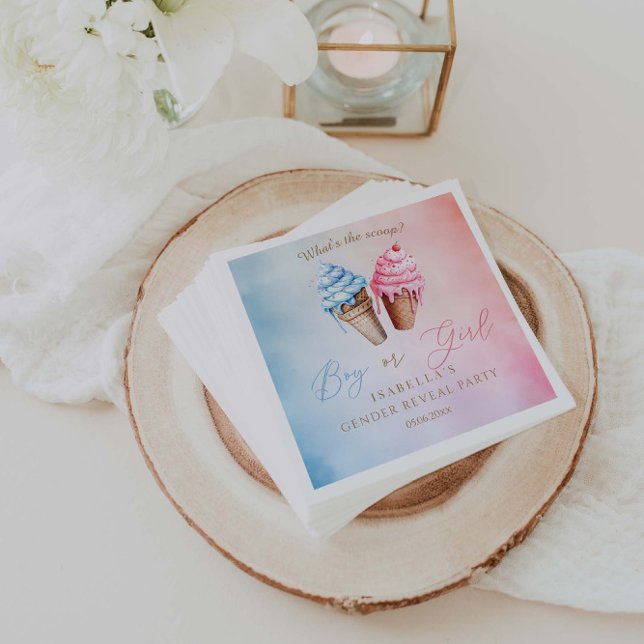 Serviette En Papier Crème glacée Genre Reveal What's The Scoop (Créateur téléchargé)