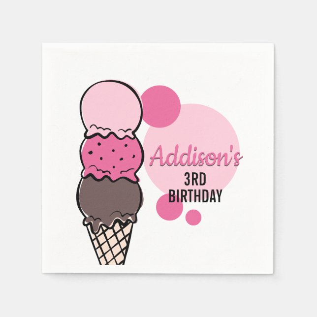 Serviette En Papier Crème glacée Scoop Anniversaire Papier de fête Nap (Devant)