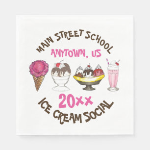 Serviette En Papier Crème glacée Social Favoriser Banana Split Sundae