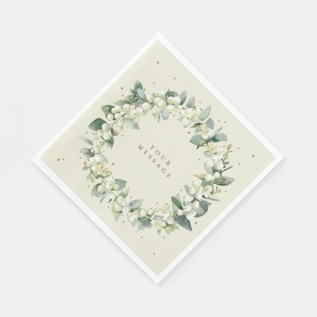Serviette En Papier Crème Snowberry+Eucalyptus Serre de Noël (Coin)