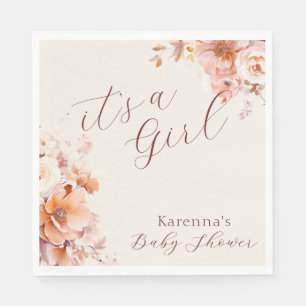 Serviette En Papier Crème Vintage Floral Fall C'est un Baby shower fil