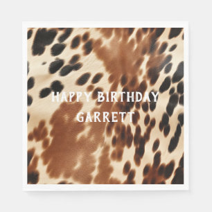 Serviette En Papier Crème Western Cowboy Brown Noir Cowhide