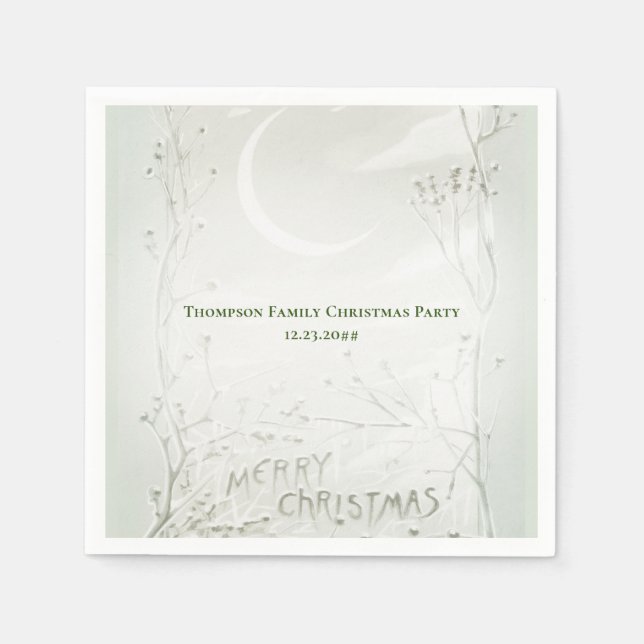 Serviette En Papier Crescent Moon Frozen Fleurs sauvages Dîner de Noël (Devant)
