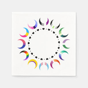Serviette En Papier Crescent Pride Lunes et Bague Coeur