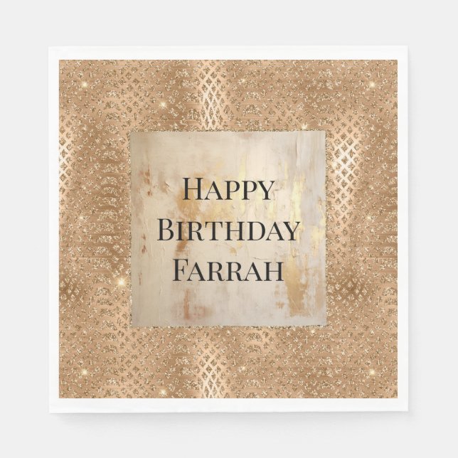 Serviette En Papier Crête de serpent à Parties scintillant de Glam Or (Devant)