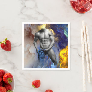 Serviette En Papier cri de Joe le glissant physique d'homme musclé en 
