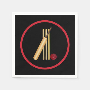Serviette En Papier Cricket, wicket, chauve-souris et balle