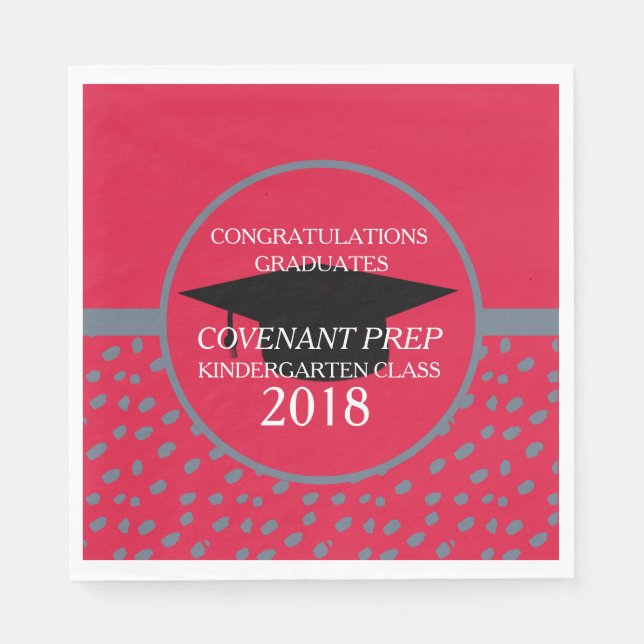 Serviette En Papier Crimson and Grey Kindergarten Graduation Party (Devant)