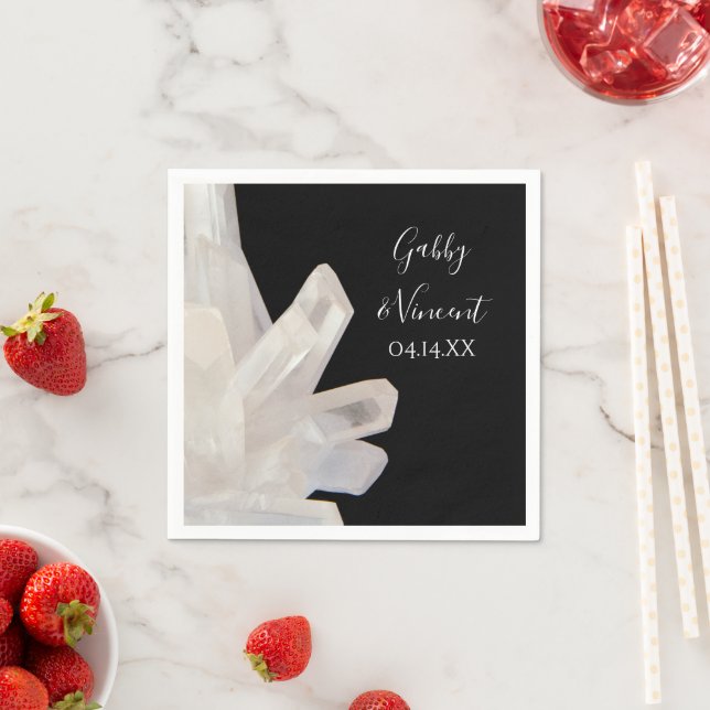 Serviette En Papier Cristaux blancs sur Mariage blanc (En situation)