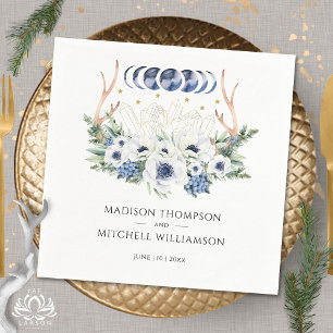 Serviette En Papier Cristaux de lune Fleurs Boho Mariage métaphysique
