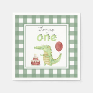 Serviette En Papier Crocodile aquarelle 1er anniversaire