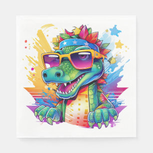 Serviette En Papier Crocodile rose et vert correspondant Anniversaire