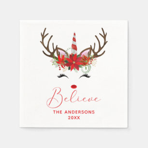 Serviette En Papier Croire Red Christmas Reindeer Nom de la licorne