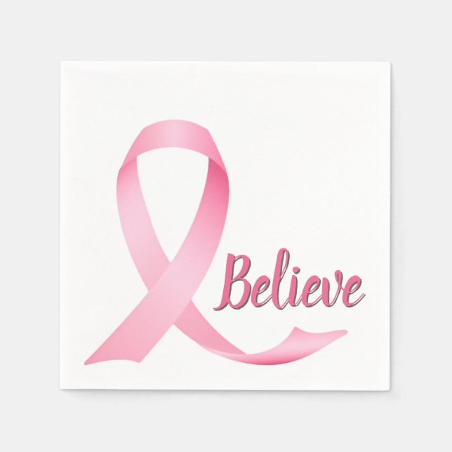 Serviette En Papier Croire Texte Pink Ribbon Sensibilisation au cancer (Devant)