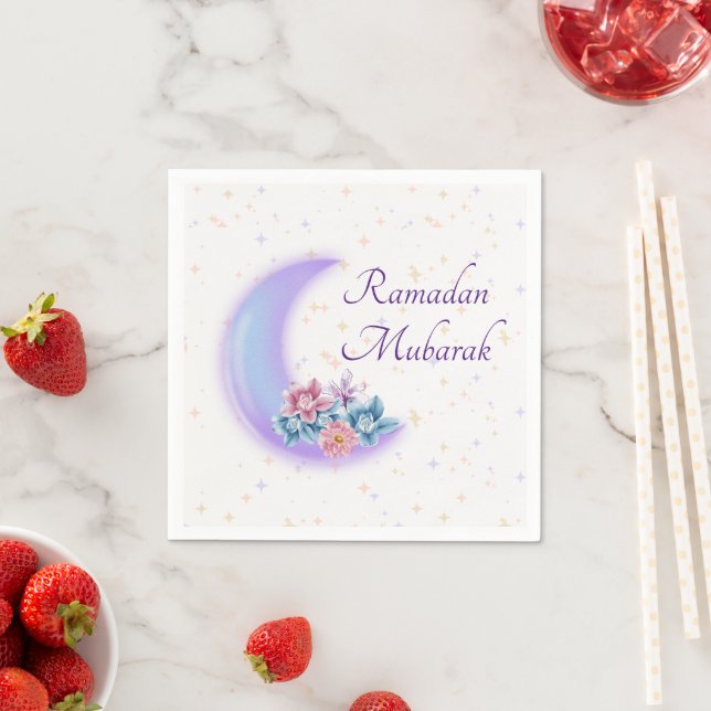 Serviette En Papier Croissant floral mignon islamique Ramadan Moubarak (En situation)