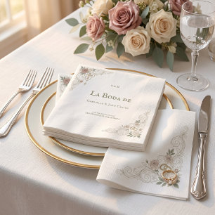 Serviette En Papier Croix Catholique Fleurie Élégante Le Mariage De