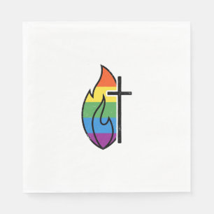 Serviette En Papier Croix de Flamme Arc-en-ciel Vintage Christian Vect
